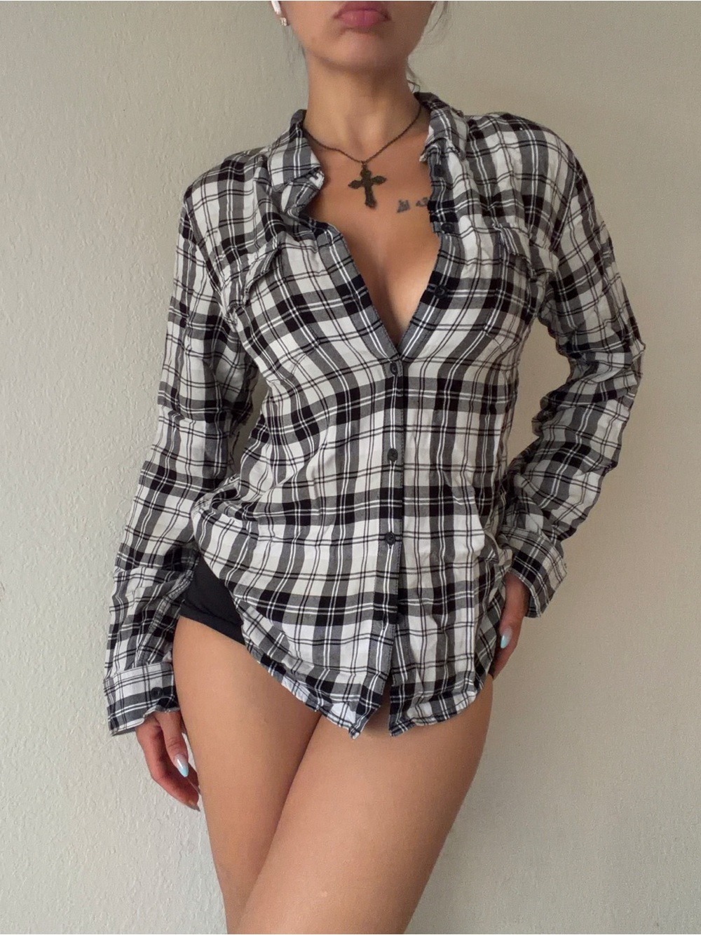 Harley-Davidson Black & White Plaid Long Sleeve Shirt